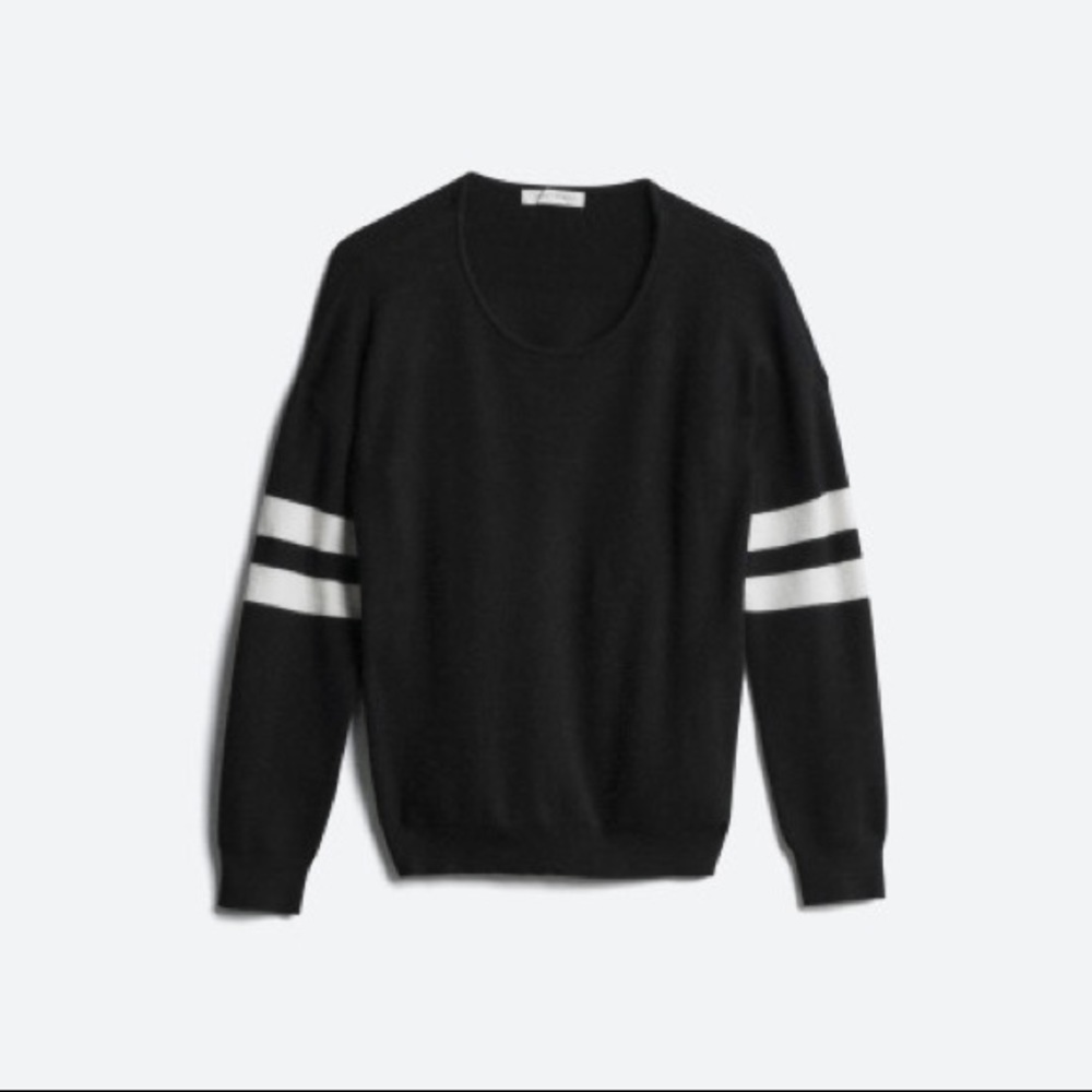 Honey Punch Black Neesa Varsity Striped Pullover.  Size Medium